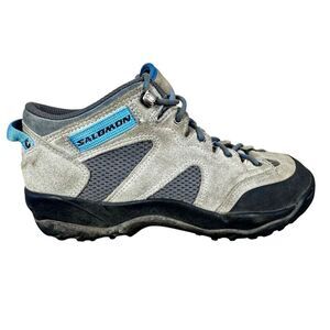 Salomon Suede & Mesh Low-Cut Hiking Outdoor Trail Shoes Boots Size 8.5 Blue Grey